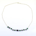 Certified Emerald with Black Diamond Beads Necklace in Sterling Silver - ZeeDiamonds