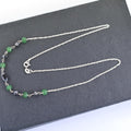 Certified Emerald with Black Diamond Beads Necklace in Sterling Silver - ZeeDiamonds