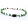 4-5 mm Black Diamond with Emerald Beads Silver Were Bracelet For Women's - ZeeDiamonds