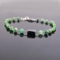 4-5 mm Black Diamond with Emerald Beads Silver Were Bracelet For Women's - ZeeDiamonds