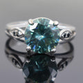 2.80 Ct Certified Blue Diamond Women's Ring with Black Diamond Accents - ZeeDiamonds