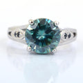 2.80 Ct Certified Blue Diamond Women's Ring with Black Diamond Accents - ZeeDiamonds