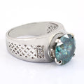 4.60 Ct Certified Blue Diamond Heavy Ring with Diamond Accents - ZeeDiamonds