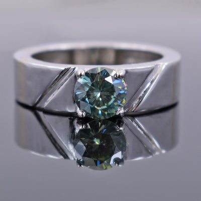 1.30 Ct AAA Certified Blue Diamond Solitaire Band Ring, Great Luster - ZeeDiamonds