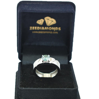 1.30 Ct AAA Certified Blue Diamond Solitaire Band Ring, Great Luster - ZeeDiamonds