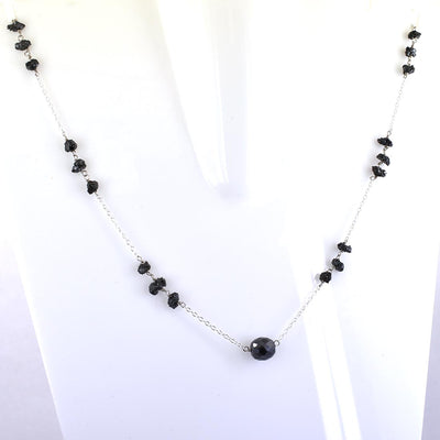 6mm AAA Certified, Designer Rough Black Diamond Chain Necklace - ZeeDiamonds