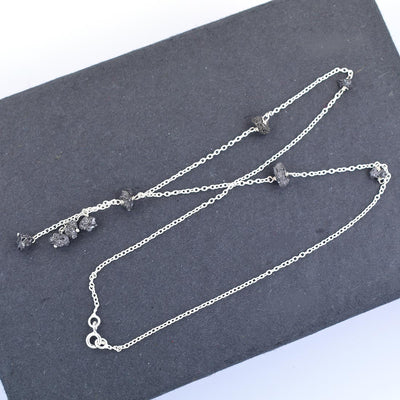 4mm-5mm, Rough Black Diamond Fancy Chain Necklace - ZeeDiamonds