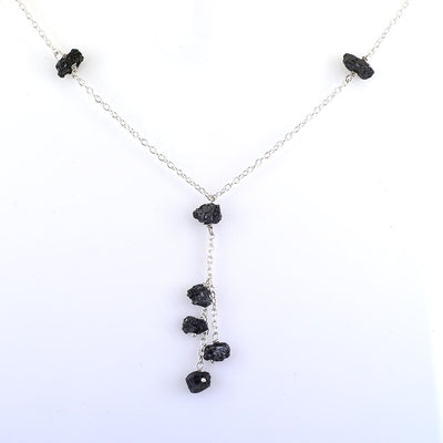 4mm-5mm, Rough Black Diamond Fancy Chain Necklace - ZeeDiamonds