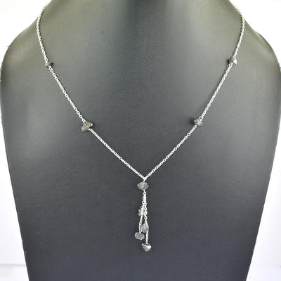 4mm-5mm, Rough Black Diamond Fancy Chain Necklace - ZeeDiamonds