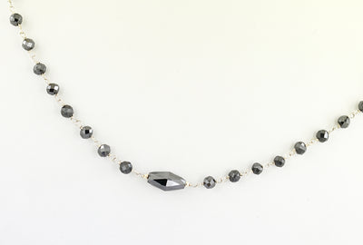 Handmade Black Diamond Sterling Silver Wire Necklace - ZeeDiamonds