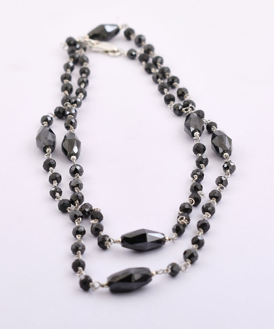 Handmade Black Diamond Sterling Silver Wire Necklace - ZeeDiamonds