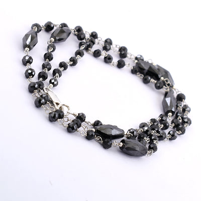 Handmade Black Diamond Sterling Silver Wire Necklace - ZeeDiamonds