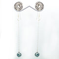 5mm-6mm Blue Diamond Bead Dangler Earrings in 925 Silver - ZeeDiamonds