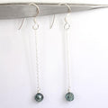 5mm-6mm Blue Diamond Bead Dangler Earrings in 925 Silver - ZeeDiamonds