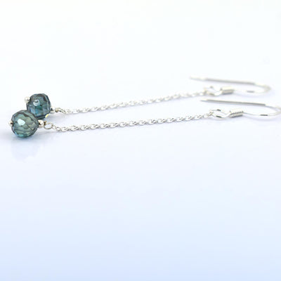 5mm-6mm Blue Diamond Bead Dangler Earrings in 925 Silver - ZeeDiamonds