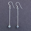 5mm-6mm Blue Diamond Bead Dangler Earrings in 925 Silver - ZeeDiamonds