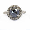 2.65 Ct Round Cut Black Diamond Solitaire Cocktail Ring with Diamond Accents - ZeeDiamonds