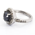 2.55 Ct Rose Cut Black Diamond Solitaire Cocktail Ring with Diamond Accents - ZeeDiamonds