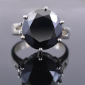 9 Ct Round Cut Black Diamond Solitaire Ring in 925 Sterling Silver - ZeeDiamonds