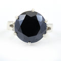 9 Ct Round Cut Black Diamond Solitaire Ring in 925 Sterling Silver - ZeeDiamonds