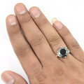 9 Ct Round Cut Black Diamond Solitaire Ring in 925 Sterling Silver - ZeeDiamonds