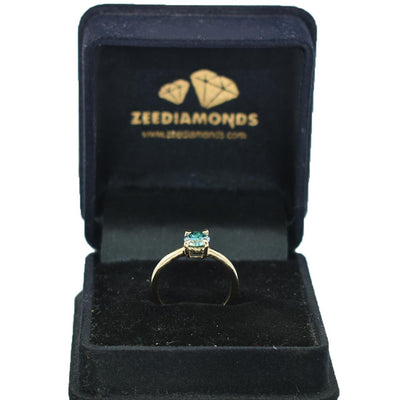 0.70 Ct AAA Certified Blue Diamond Solitaire Ring, Elegant Shine - ZeeDiamonds