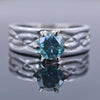 1.25 Ct AAA Certified Blue Diamond Ring, Beautiful Band Design - ZeeDiamonds