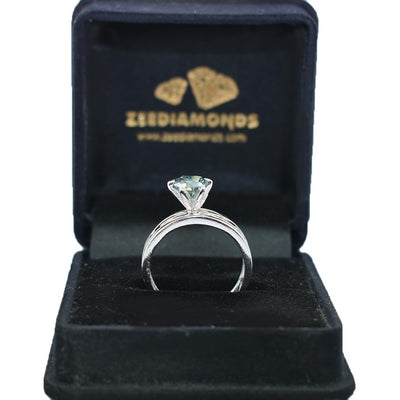 1.25 Ct AAA Certified Blue Diamond Ring, Beautiful Band Design - ZeeDiamonds