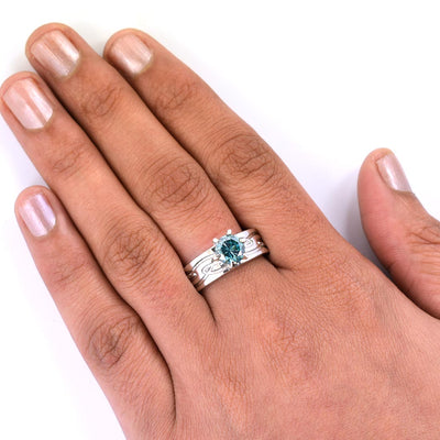 1.25 Ct AAA Certified Blue Diamond Ring, Beautiful Band Design - ZeeDiamonds