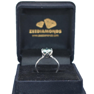 3.05 Ct AAA Certified Blue Diamond Solitaire Ring, Great Luster - ZeeDiamonds