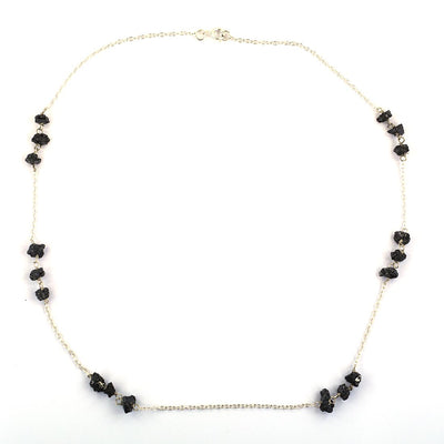 5mm-6mm AAA Certified Stunning Rough Black Diamond Chain Necklace - ZeeDiamonds