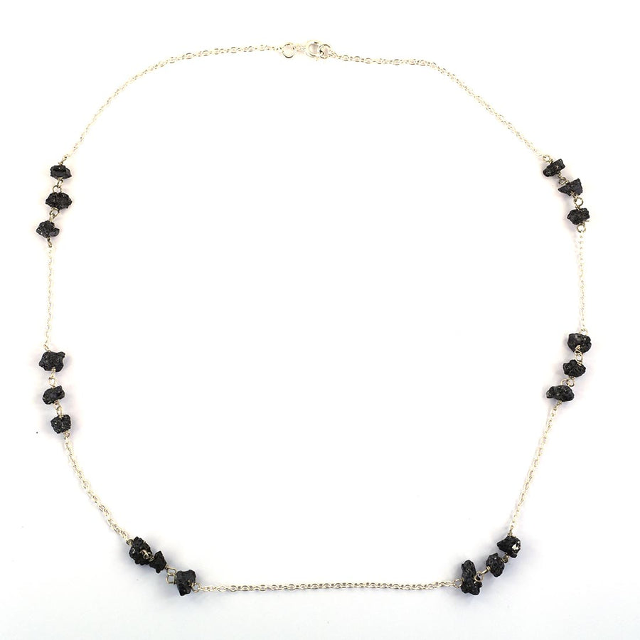 5mm-6mm AAA Certified Stunning Rough Black Diamond Chain Necklace - ZeeDiamonds