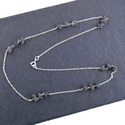 5mm-6mm AAA Certified Stunning Rough Black Diamond Chain Necklace - ZeeDiamonds