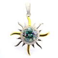 2.50 Ct AAA Certified Blue Diamond Sun Pendant with Diamond Accents - ZeeDiamonds