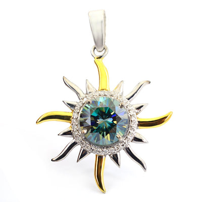 2.50 Ct AAA Certified Blue Diamond Sun Pendant with Diamond Accents - ZeeDiamonds