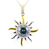 2.50 Ct AAA Certified Blue Diamond Sun Pendant with Diamond Accents - ZeeDiamonds