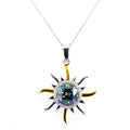 2.50 Ct AAA Certified Blue Diamond Sun Pendant with Diamond Accents - ZeeDiamonds