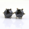 1 Ct Each, Certified Rose Cut Black Diamond Solitaire Studs in 925 Silver - ZeeDiamonds