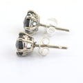 1 Ct Each, Certified Rose Cut Black Diamond Solitaire Studs in 925 Silver - ZeeDiamonds