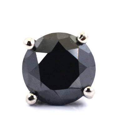 2 Ct AAA Certified Round Shape Black Diamond Single Stud in White Gold - ZeeDiamonds