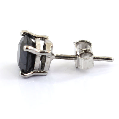 2 Ct AAA Certified Round Shape Black Diamond Single Stud in White Gold - ZeeDiamonds