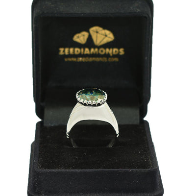 5.30 Ct AAA Certified Blue Diamond Solitaire Men's Ring, Heavy Design - ZeeDiamonds