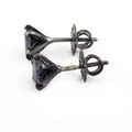 7 mm, 3 Carat Round Black Diamond Solitaire Studs, Great Shine - ZeeDiamonds