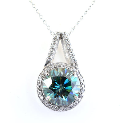 5 Certified Gorgeous Blue Diamond Pendant with Diamond Accents - ZeeDiamonds