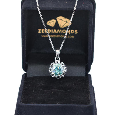 1.50 Ct AAA Certified Blue Diamond Solitaire Pendant, Great Shine - ZeeDiamonds