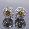 1.8 Ct Champagne Diamond Solitaire Studs with Diamond Accents - ZeeDiamonds