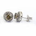 1.8 Ct Champagne Diamond Solitaire Studs with Diamond Accents - ZeeDiamonds