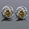 2.40 Ct Champagne Diamond Solitaire Studs in 925 Sterling Silver - ZeeDiamonds