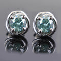 2 Ct Blue Diamond Solitaire Studs in 925 Sterling Silver - ZeeDiamonds