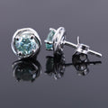 2 Ct Blue Diamond Solitaire Studs in 925 Sterling Silver - ZeeDiamonds